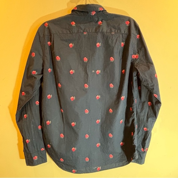 BONOBOS Sz M Button Shirt Slim Fit Abstract Rose Design Long Sleeve 100% Cotton - Picture 6 of 7